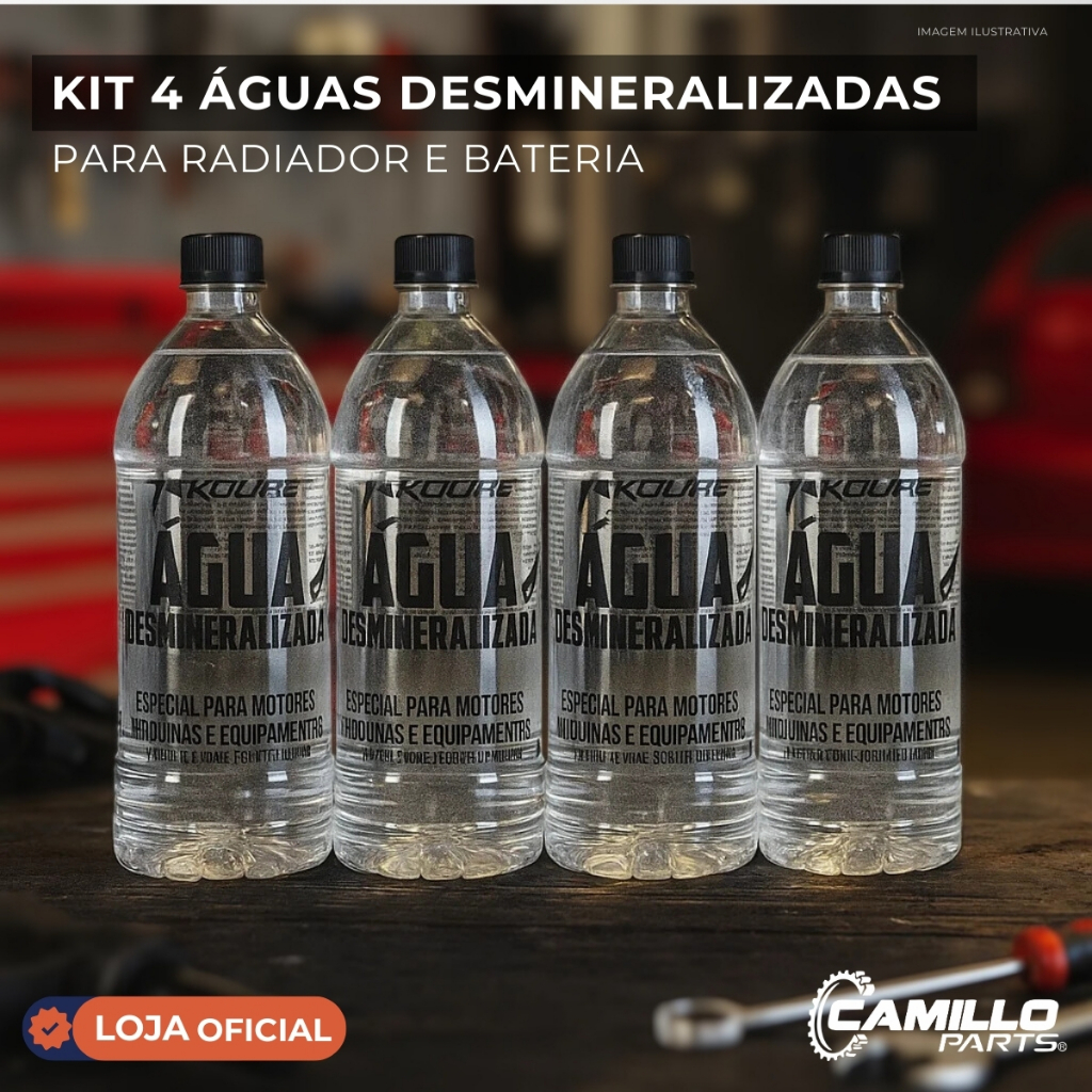 Kit 4 Águas Desmineralizadas Koube 1L Radiador Bateria e Limpador em Oferta na Shopee