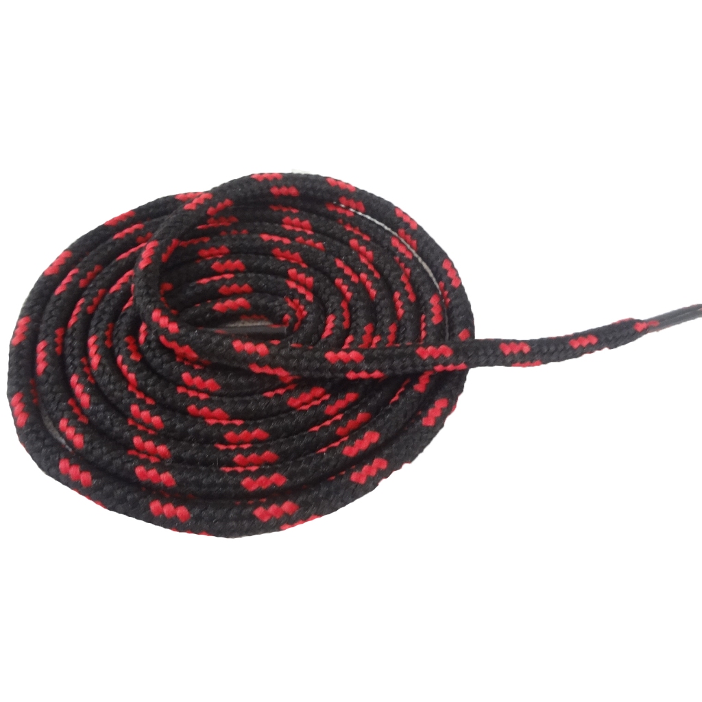01 Par Cadarço Redondo Tênis Coturnos 1.20cm Cor Preto/Chamisco/Vermelhos — imagem 2 de 2