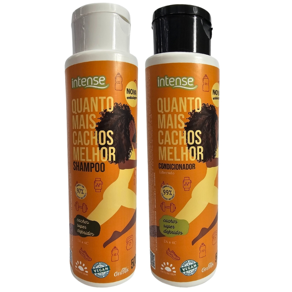 Kit Shampoo Condicionador Vegano Quanto Mais Cachos Melhor Intense Griffus — R$ 34,99 em Shopee