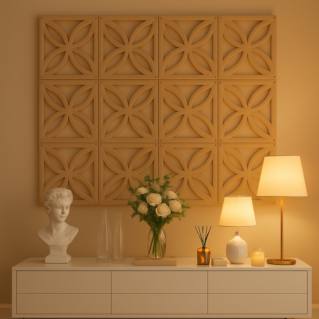 Cobogo Para Divisória ou Biombo MDF Decorativo Placa Vazada Decoração Sala Escritorio Quarto-20x20cm