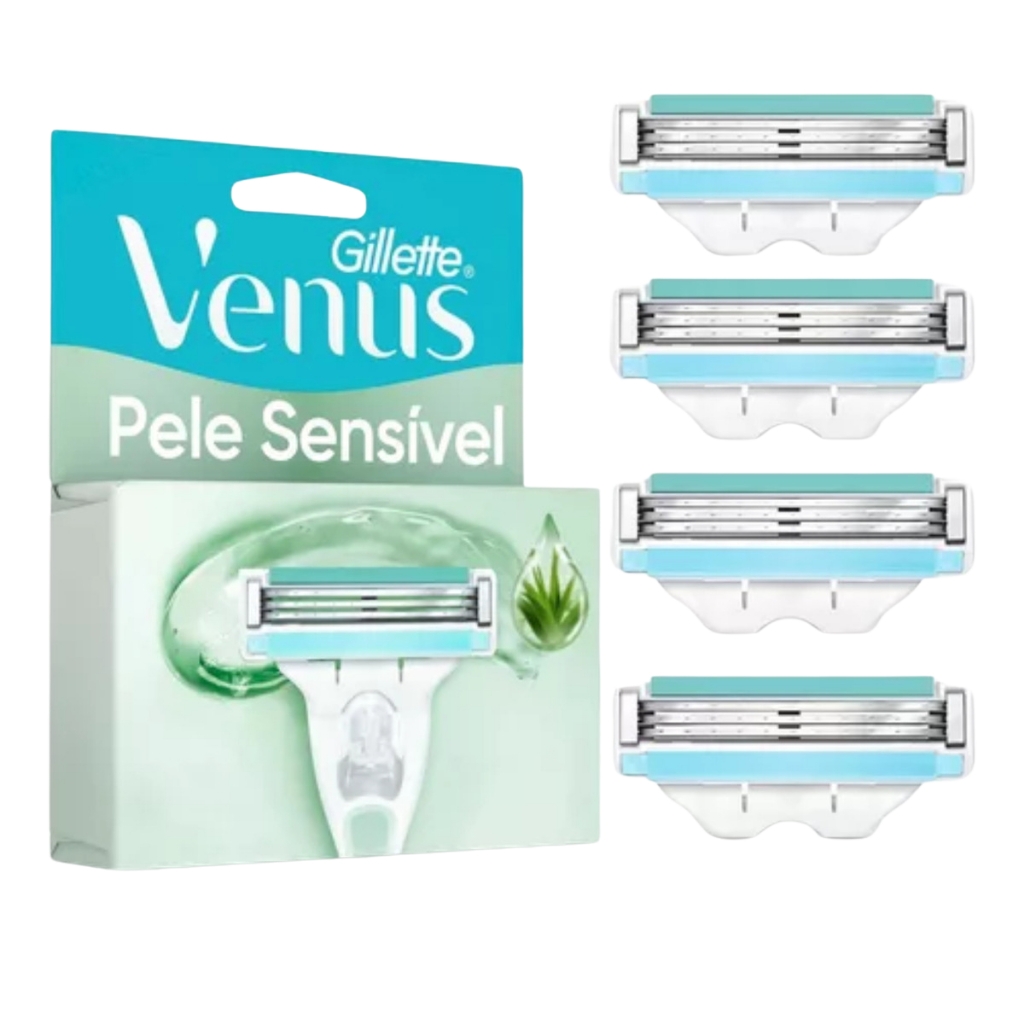 Carga para Aparelho Gillette Vênus Pele Sensível  Lâmina de barbear 4 Unidades