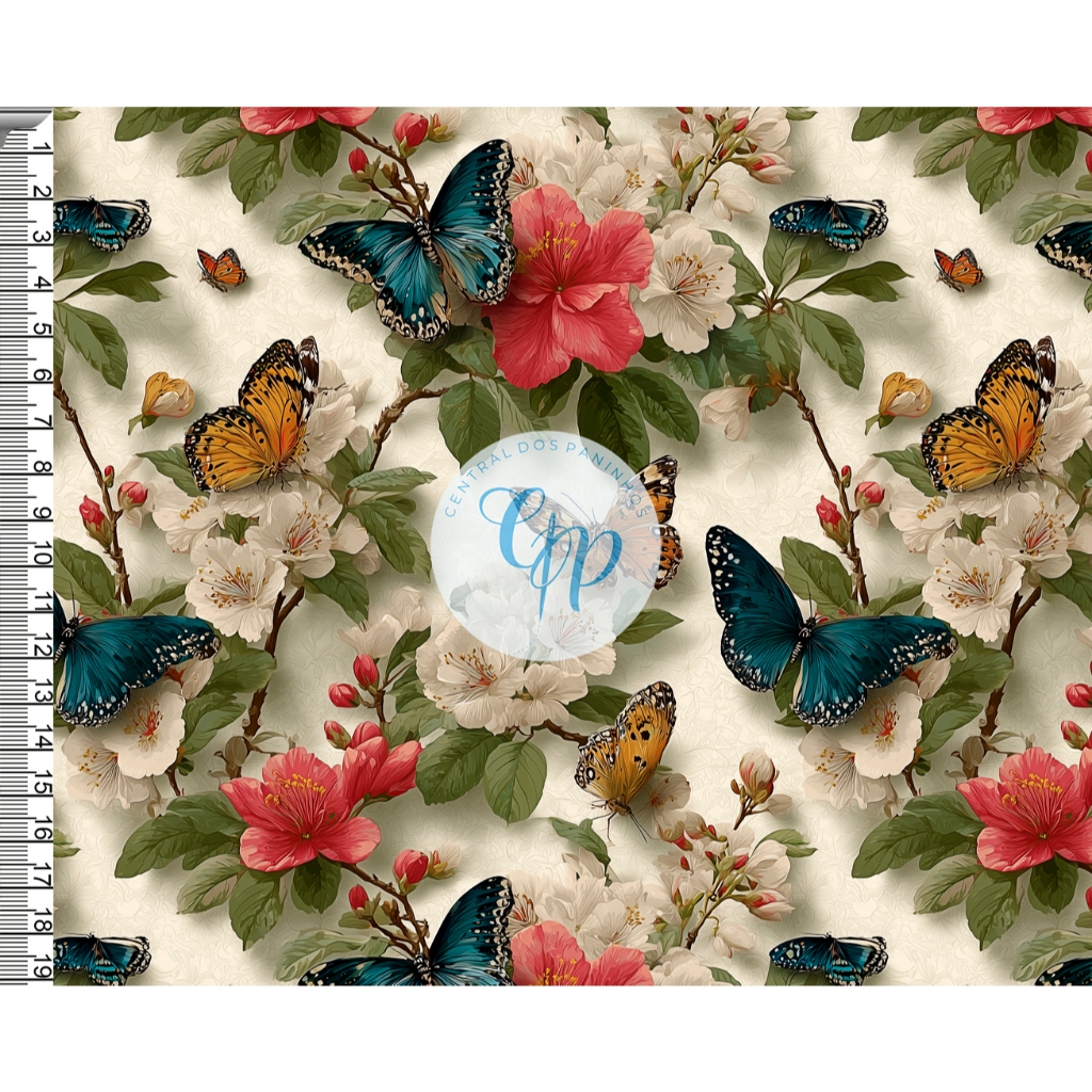 Tecido OXFORD estampado digital - Borboletas em Oferta na Shopee