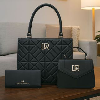 Kit Bolsa Feminina 3 Peças Bolsa Grande Transversal De Ombro Pequena De Lado E Carteira em Oferta na Shopee