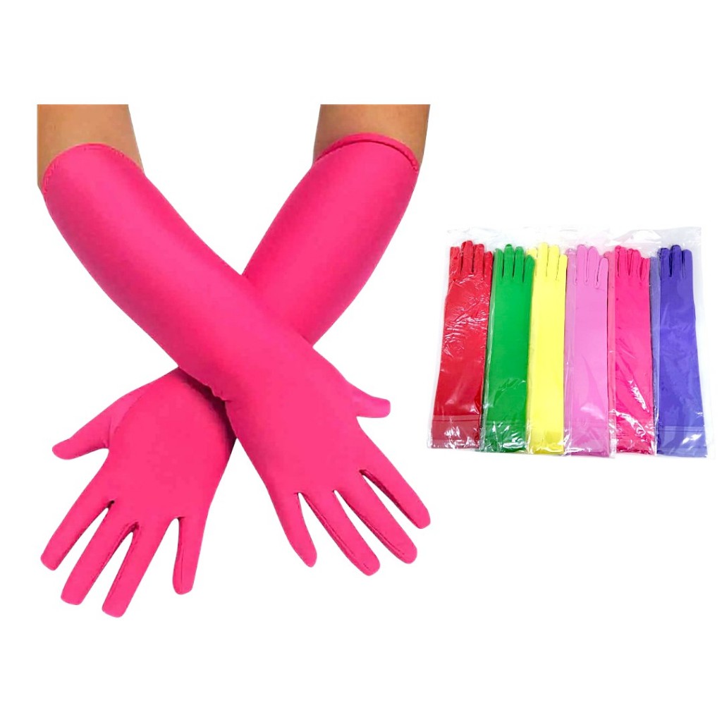 Luva Longa Comprida 40 cm Número 12 Cores Fantasia Cosplay Antebraço Amarela Rosa Roxo Vermelho em Oferta na Shopee