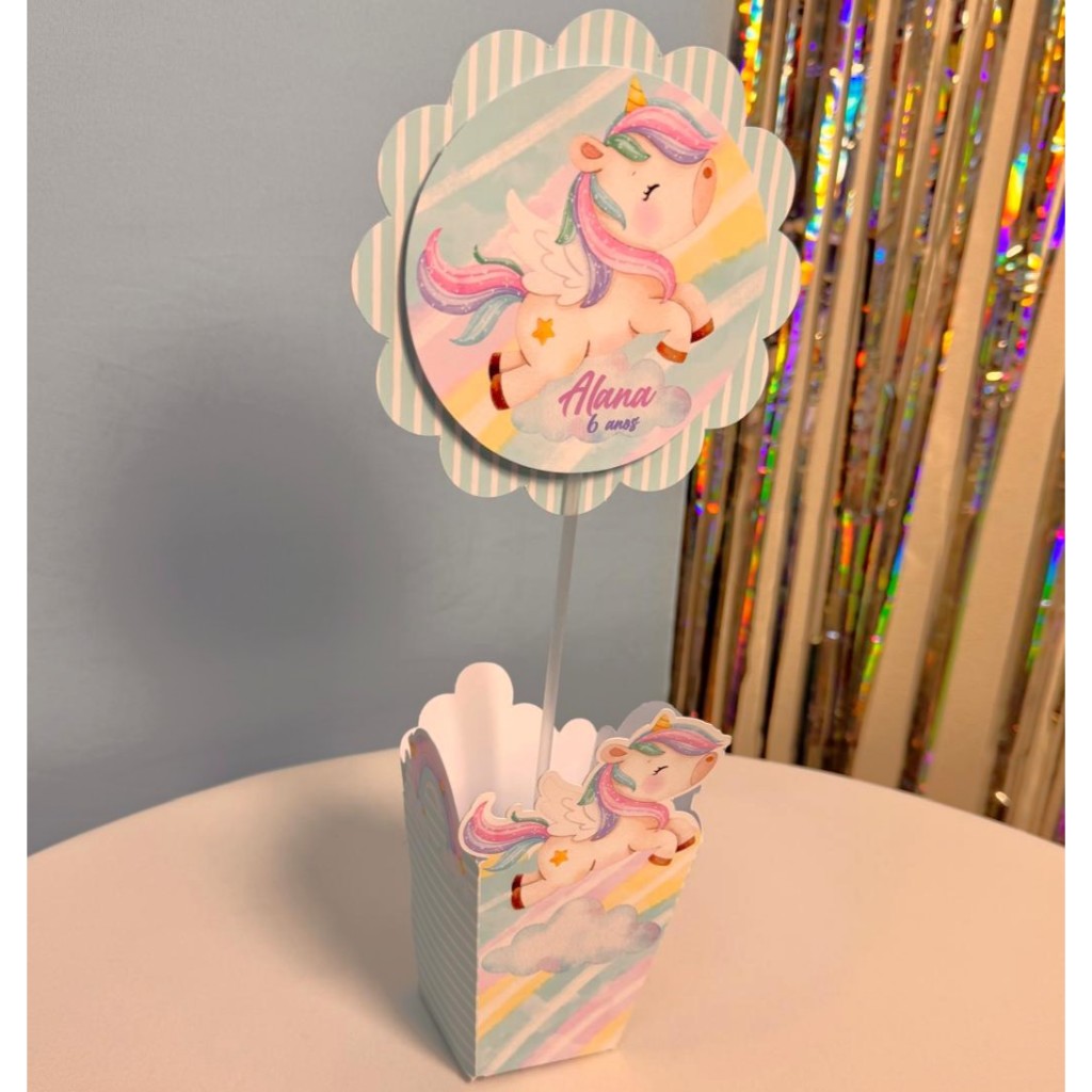 Cachepô para centro de mesa Unicórnio simples ou com haste PEGUE E MONTE desmontado para montar em Oferta na Shopee