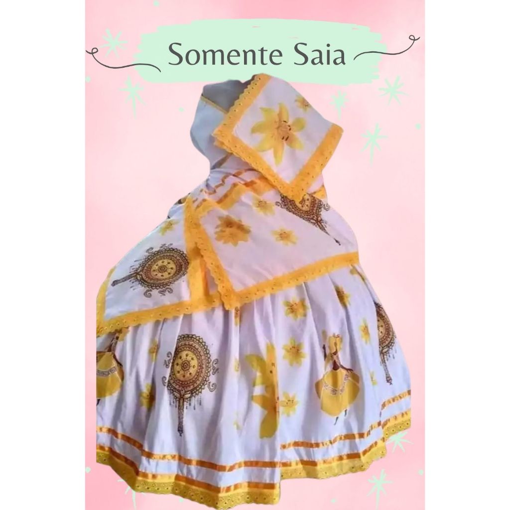 SAIA OXUM COM ABEBE E LIRIOS PARA UMBANDA E CANDOMBLÉ - SAIA DE OXUM