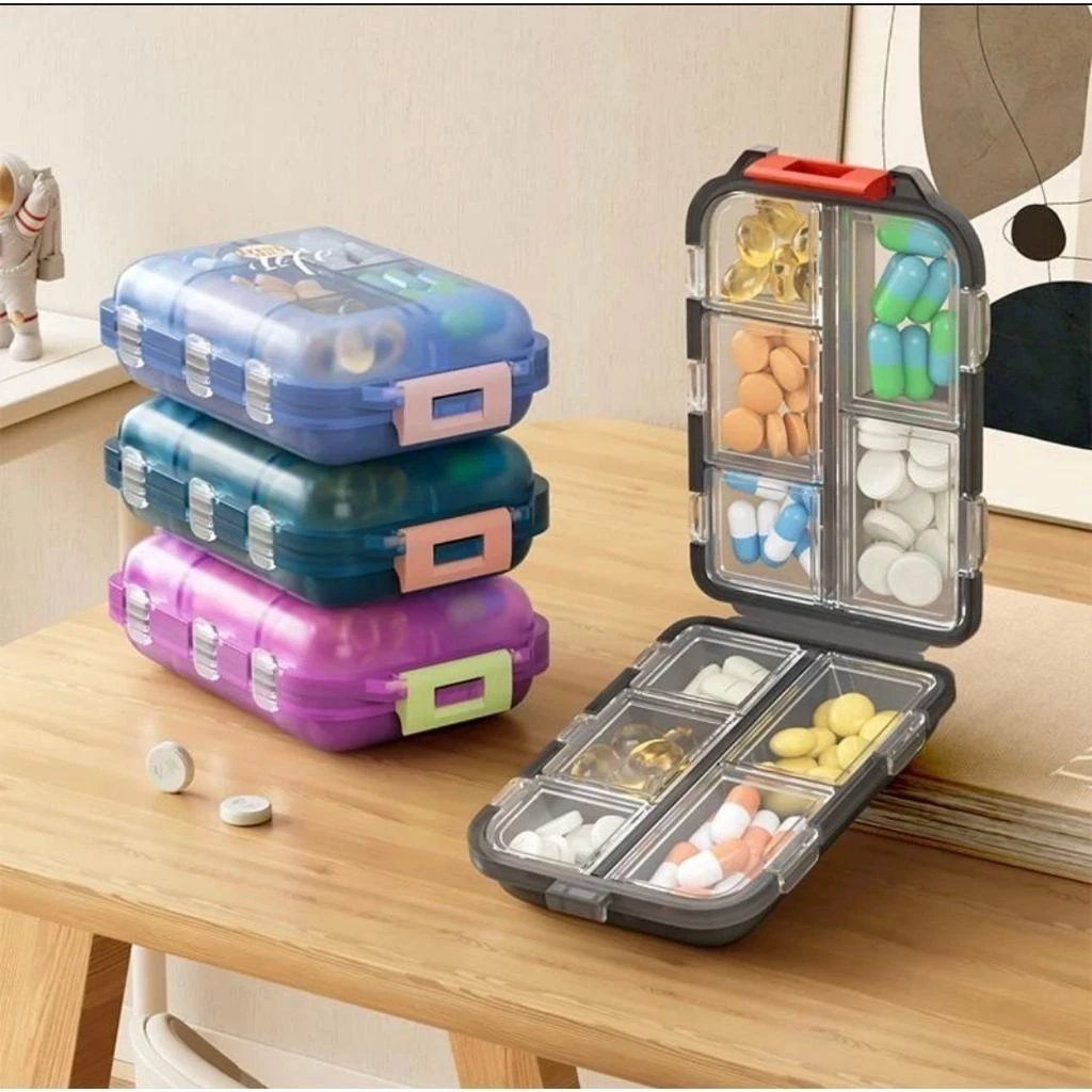 Estojo para pílulas, organizador portátil de comprimidos, caixa de vitaminas para tablet de viagem, com 10 compartimento em Oferta na Shopee