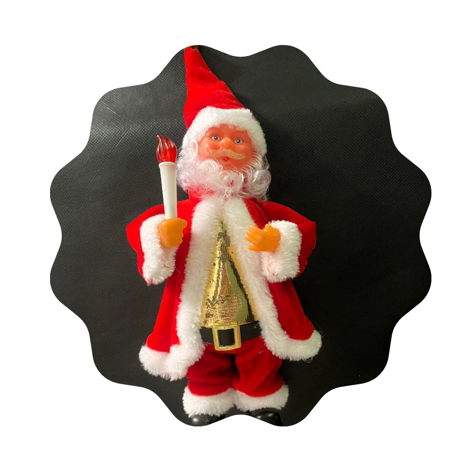 Papai Noel Musical Com Vela 25cm Decoração Natal - Pilha