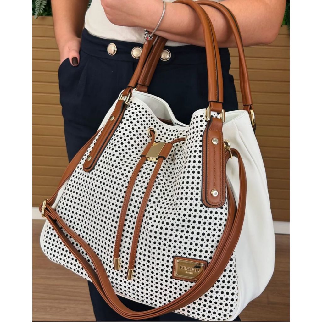 Bolsa Feminina Estilo Saco Tote Veryrio Couro de Luxo Espaçosa Alça de Ombro e Transversal Moderna Dia a Dia