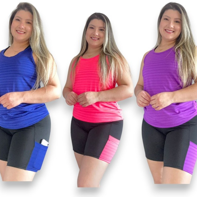 Conjunto Fitness Academia Regata e Short Com Bolso Tendência