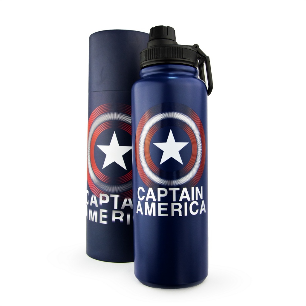 Garrafa Capitão América Inox 1 Litro Marvel Original Resistente Bebida Quente Fria em Oferta na Shopee