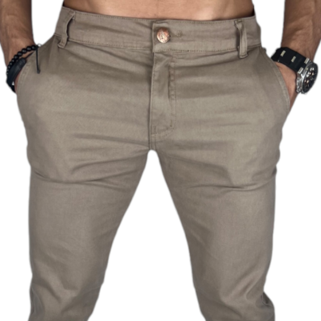 Calça sarja de cor bolso embutido bolso faca -Sport fino esporte