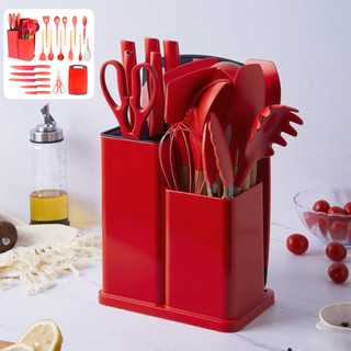 Kit Completo Jogo Utensílios de Cozinha De 19 Peças Com Tábua em Silicone Espátula Faca E…