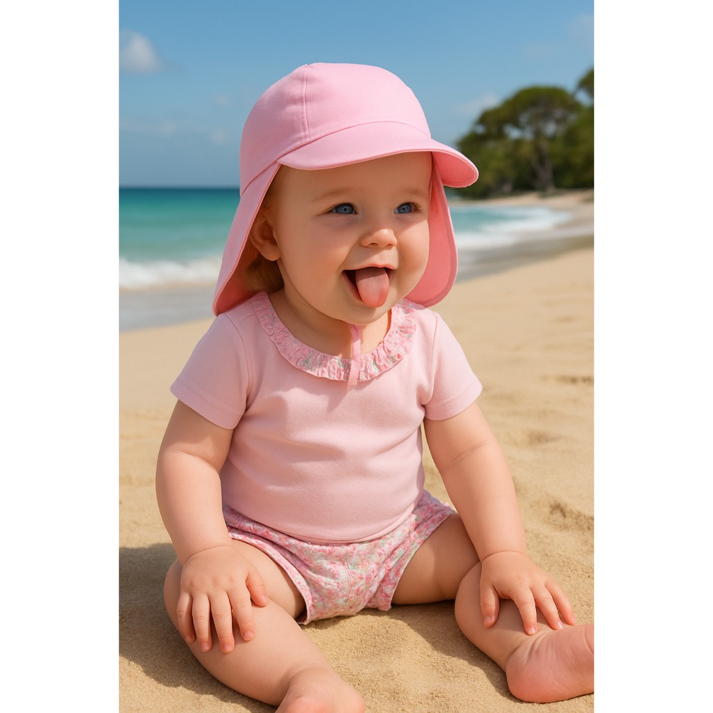 Boné Uv Proteção Solar Infantil Cobre Nuca Verão Cores em Oferta na Shopee