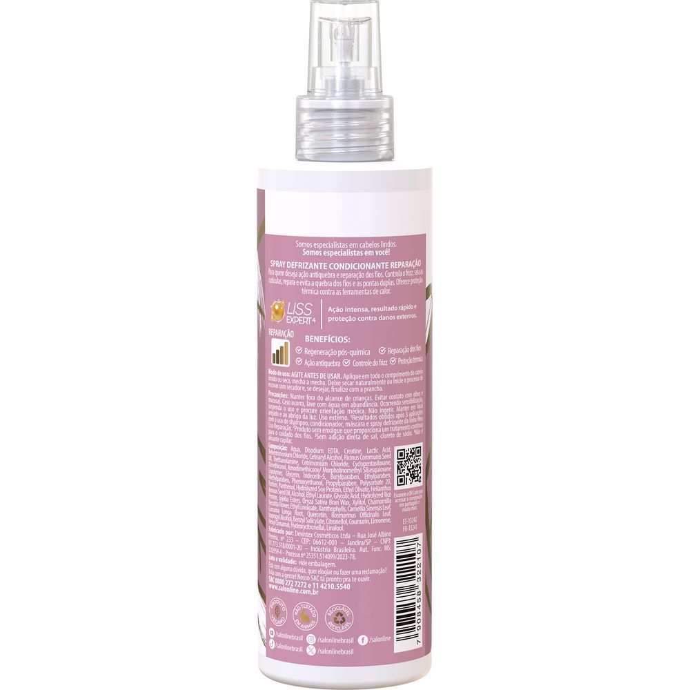 Spray Defrizante Meu Liso Reparação Pós-Química Protetor Térmico Salon Line 240ml — imagem 2 de 2