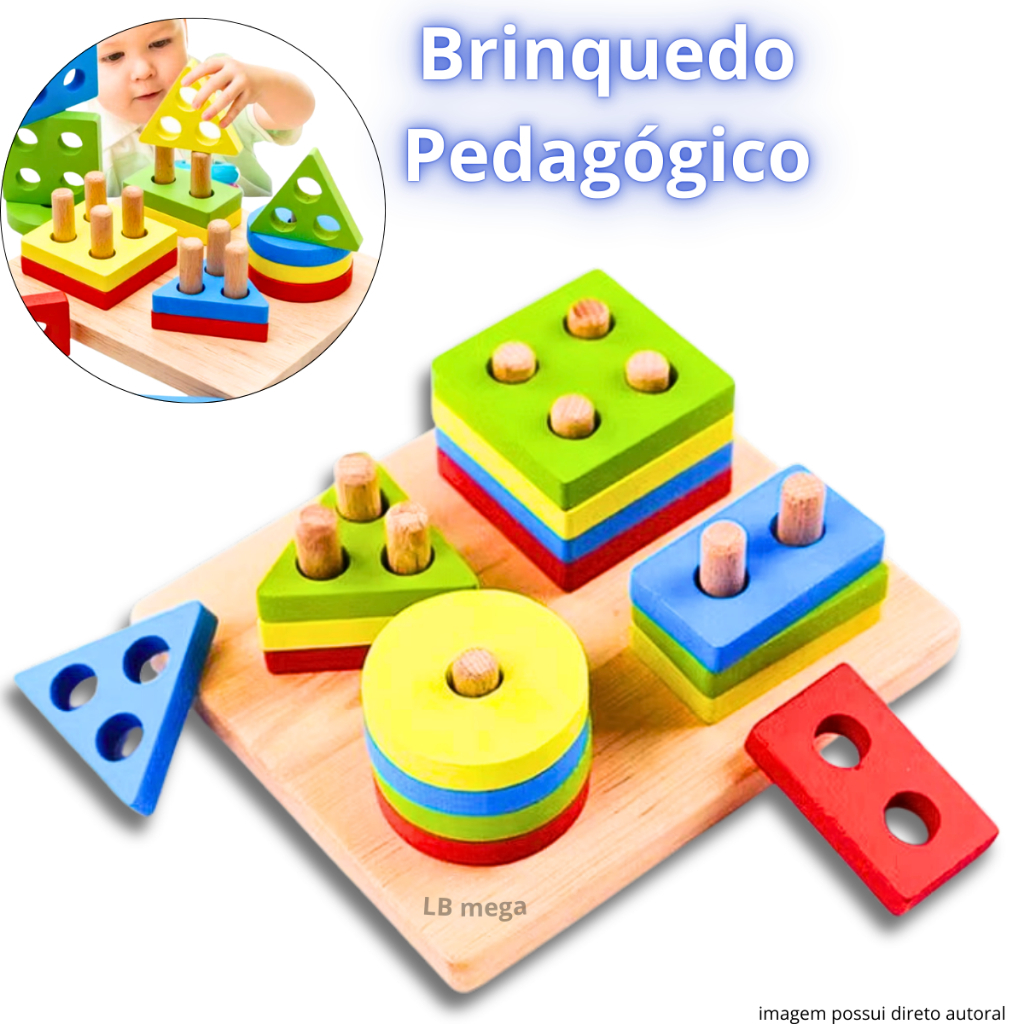 Brinquedo Pedagógico 17 Pçs MDF Educativo Didático Infantil Desenvolvimento Cognitivo e Motor em Oferta na Shopee