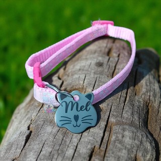 Coleira com Nome Cachorro Gato Personalizada Coleira para Gato Plaquinha (Gravamos)