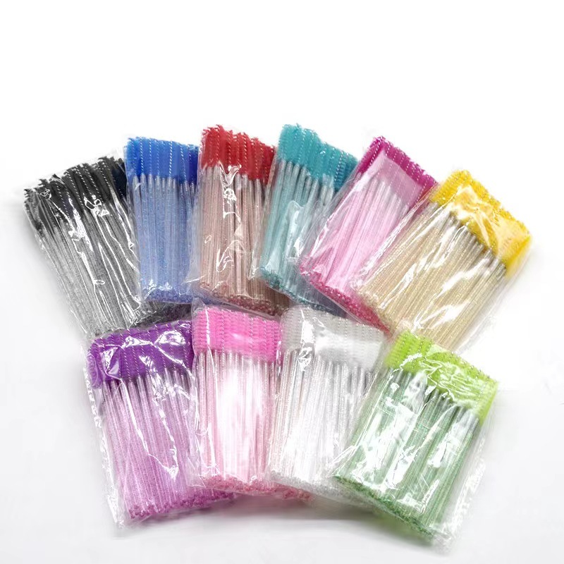 KIT 300 unidades Escovinhas com glitter e sem Glitter Extensão de Cílios e sobrancelha