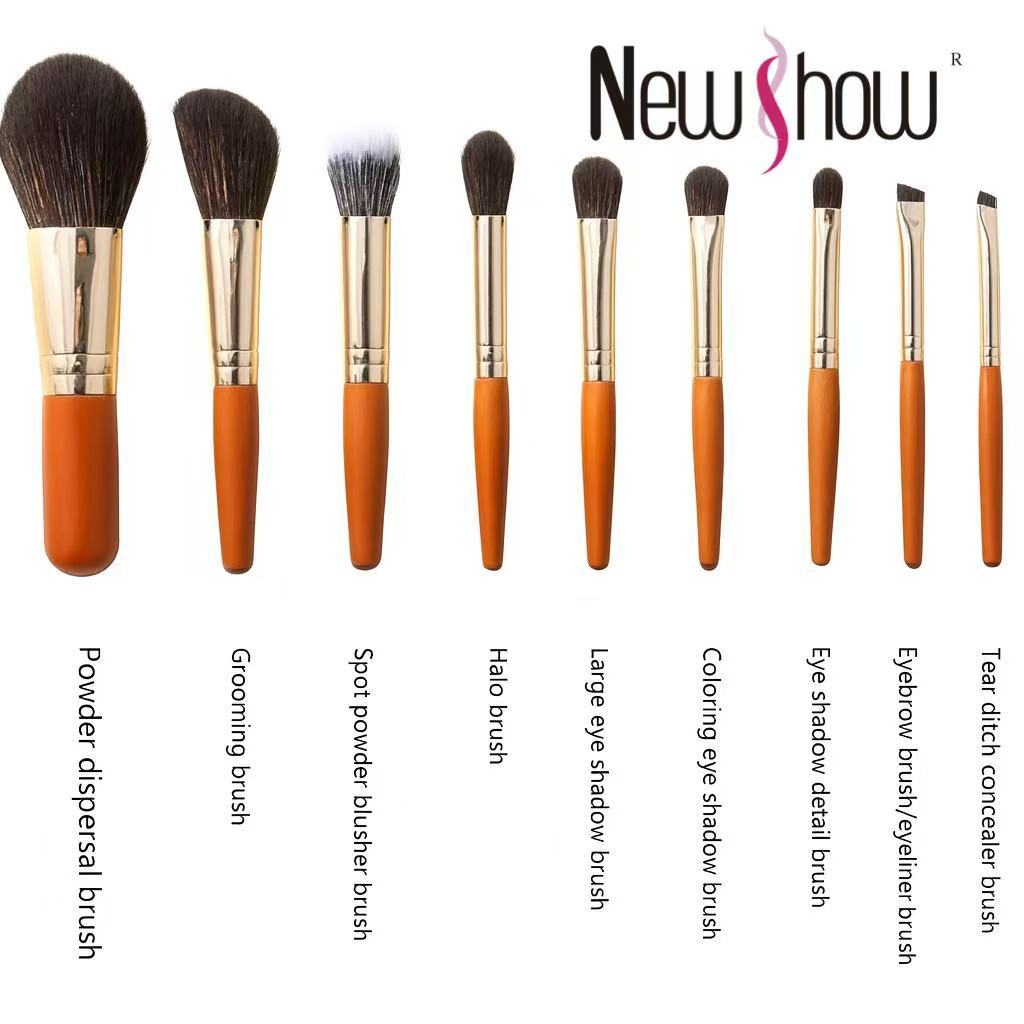 KIT 9pcs Conjunto De Pincéis De Maquiagem Protable Set Mini Blush Kit De Pincel Para Sobrancelhas Cosméticas