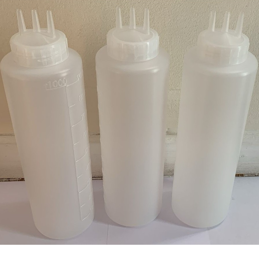 Kit 3 Bisnagas Flexíveis Com 3 Bicos 1 LITRO P/ Molhos Ketchup Mostarda Maionese em Oferta na Shopee