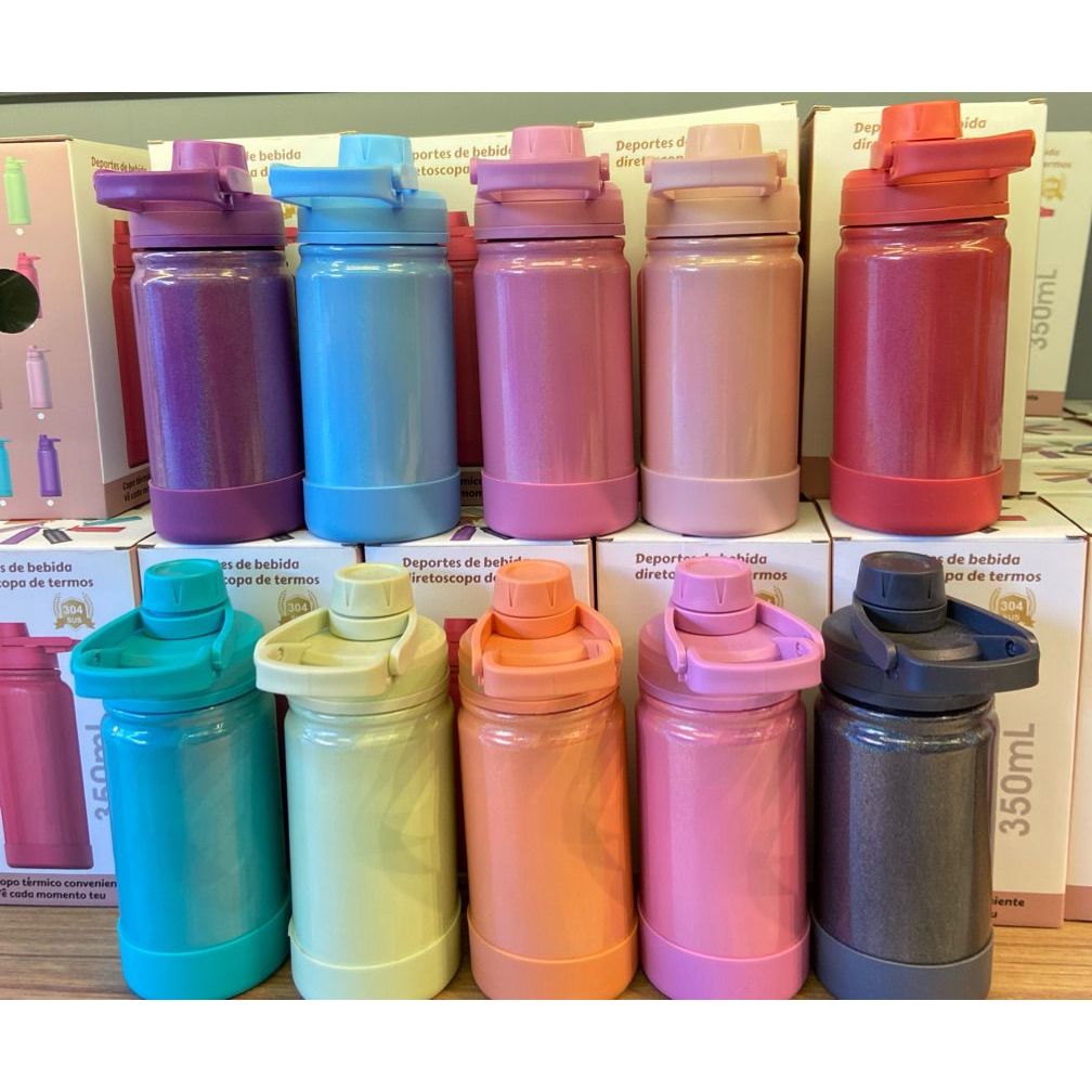 Garrafa Térmica 350ml - Brilhosa - Personalização Grátis em Oferta na Shopee