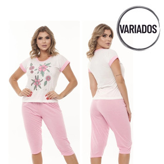 Pijama pescador feminino baby doll pijama feminino verão manga japonesa short doll