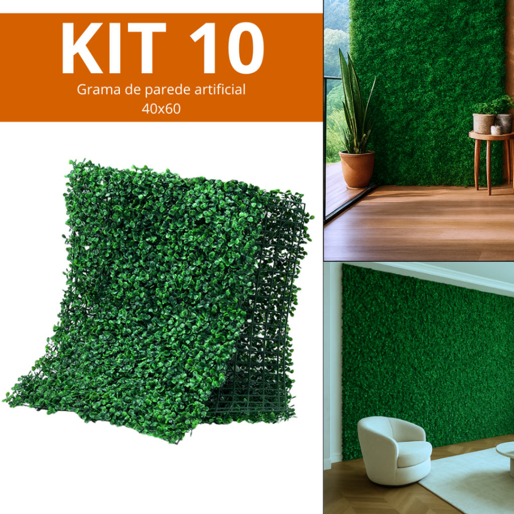 Kit 10 Grama Sintética Placas Para Jardim Muro Folhagem 60x40 Vertical para decoração Buchinho