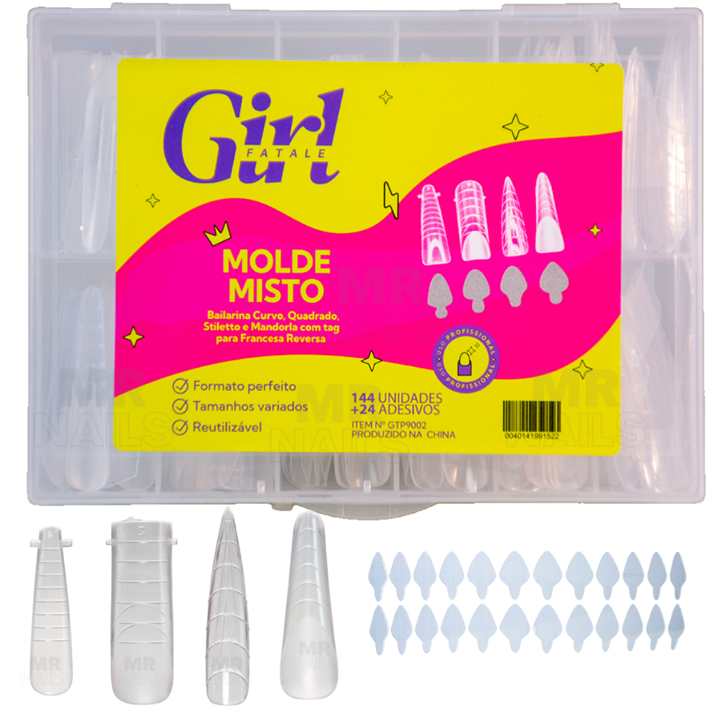 KIT144 UNIDADES  MOLDE F1 BAILARINA ALMOND RUSSO STILETTO QUADRADO BAILARINA 4 MODELOS POLIGEL POLYGEL UNHAS DE GEL