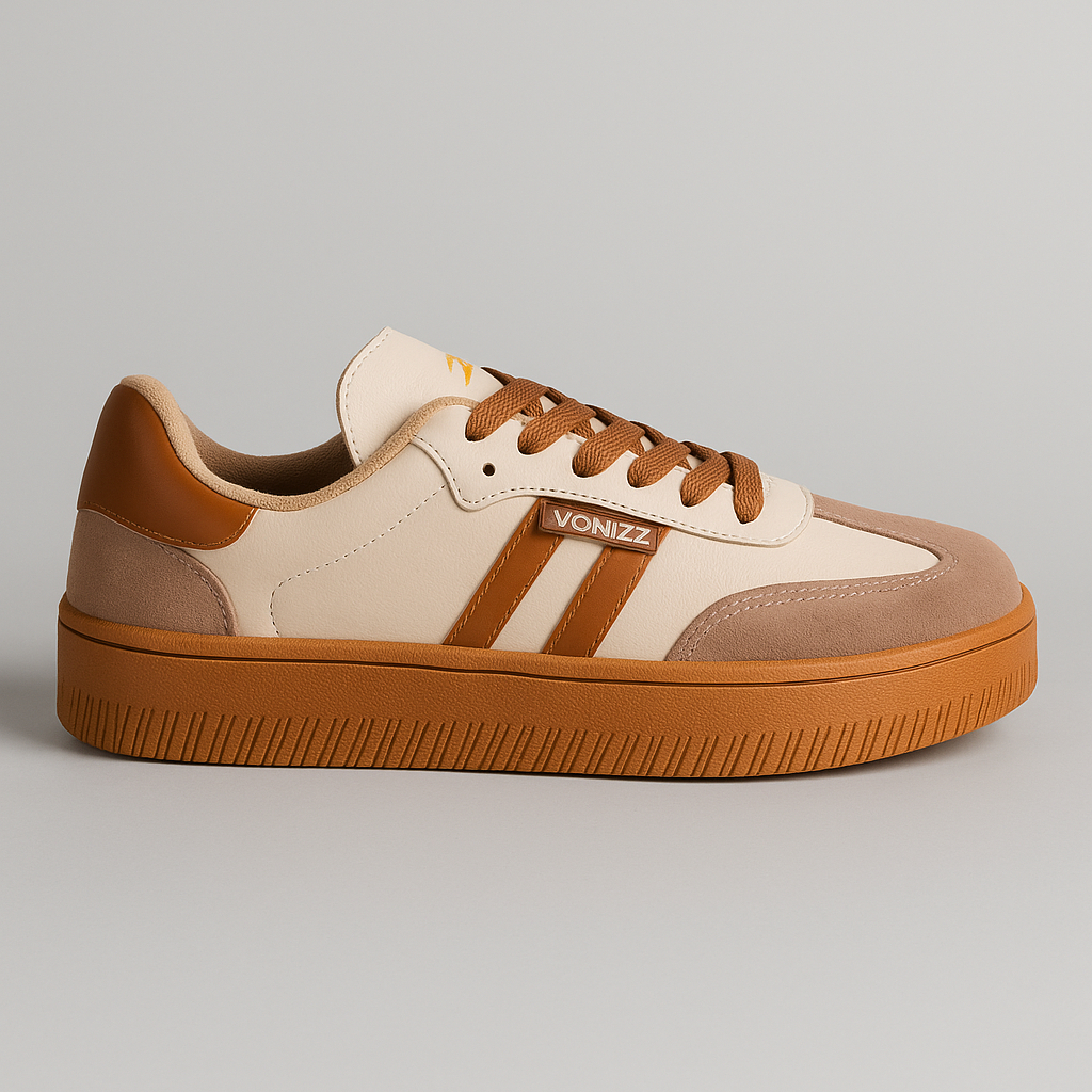 Tênis Feminino  Couro Vonizz Acabamento Premium Retrô para o Estilo do Dia a Dia 01