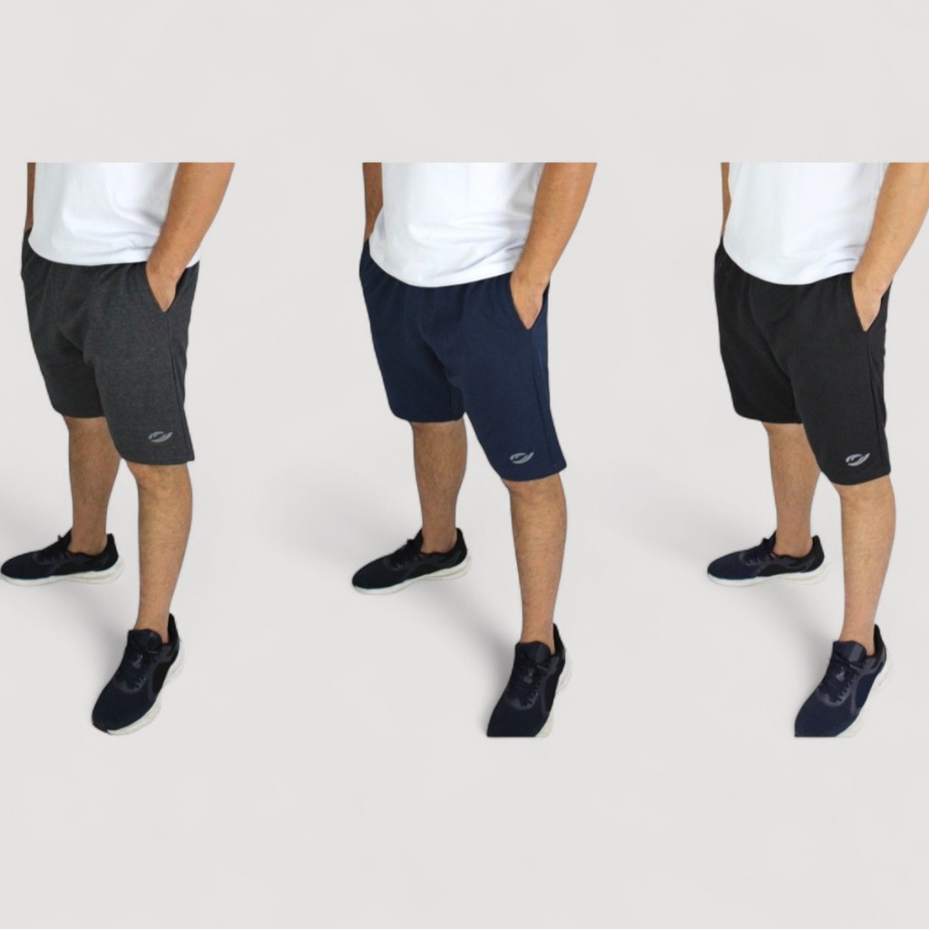 Kit 3 Bermuda Moletom Masculina Academia Casual Lisa Básica Moletom