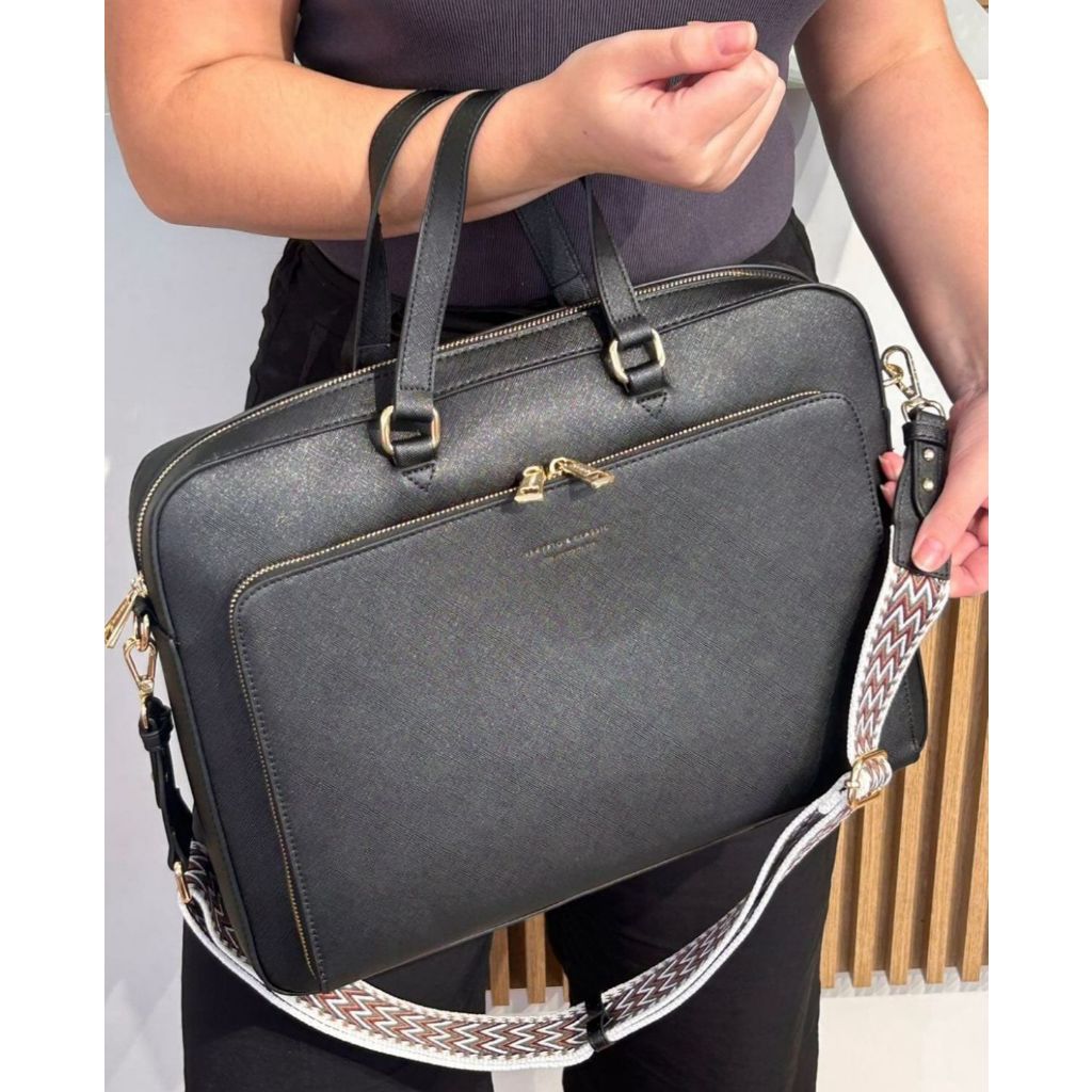 Bolsa Feminina Veryrio Pasta Notebook Maleta de Couro Trabalho Estudos Lisa Alça Estampada Transversal Confortável