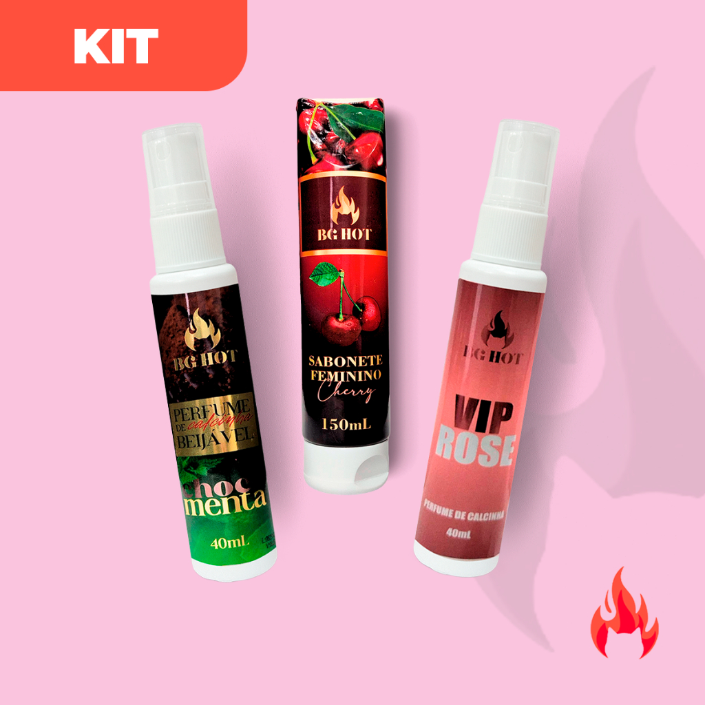 Sabonete Intimo Cherry + Perfume De Calcinha Beijável Choc Menta e VIP Rose