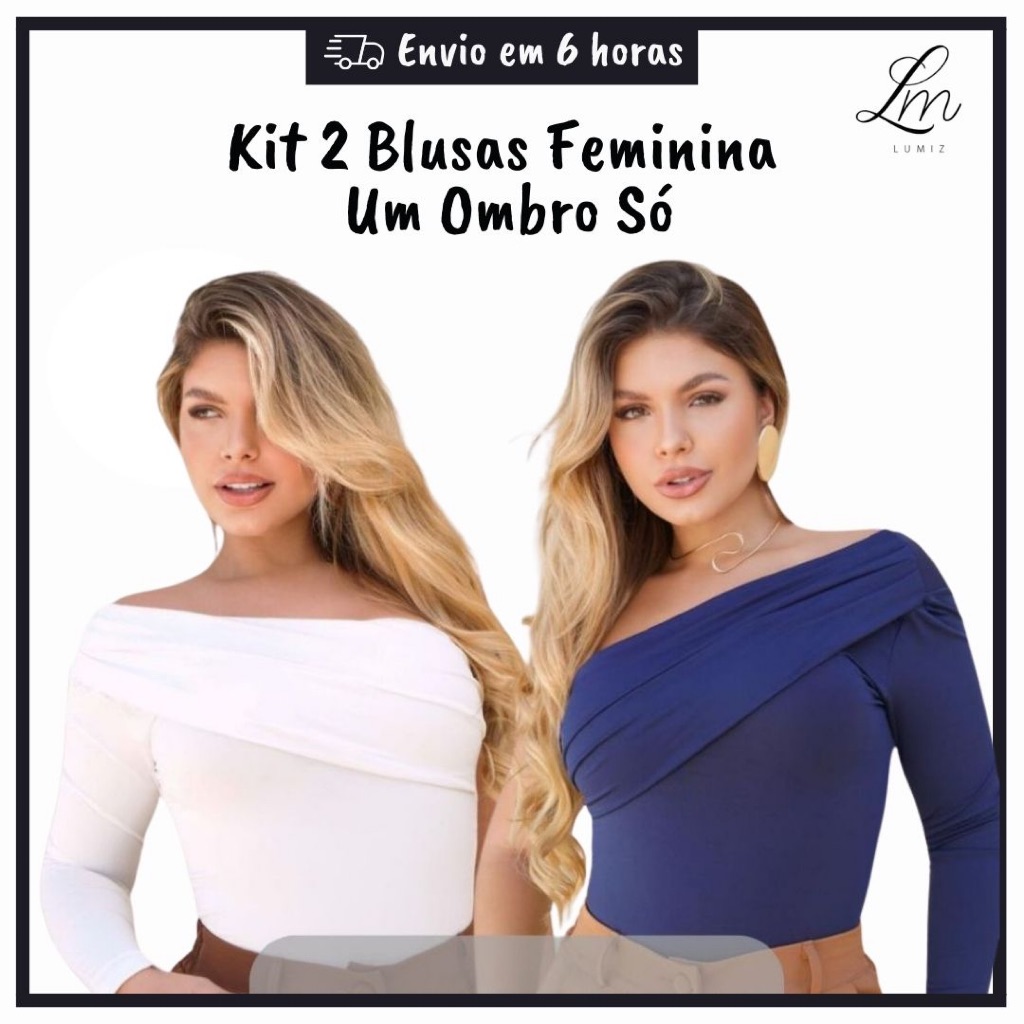 Kit 2 Blusas Feminina Um Ombro Só Mula Manca Suplex Franzido Babado Casual Inverno Frio em Oferta na Shopee