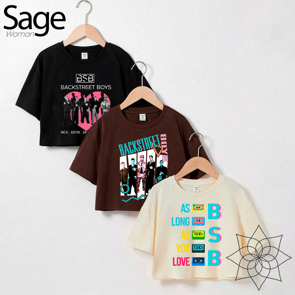 Kit 3 Peças Cropped Feminino Backstreet Boys Boy Band World Tour Las Vegas Algodao
