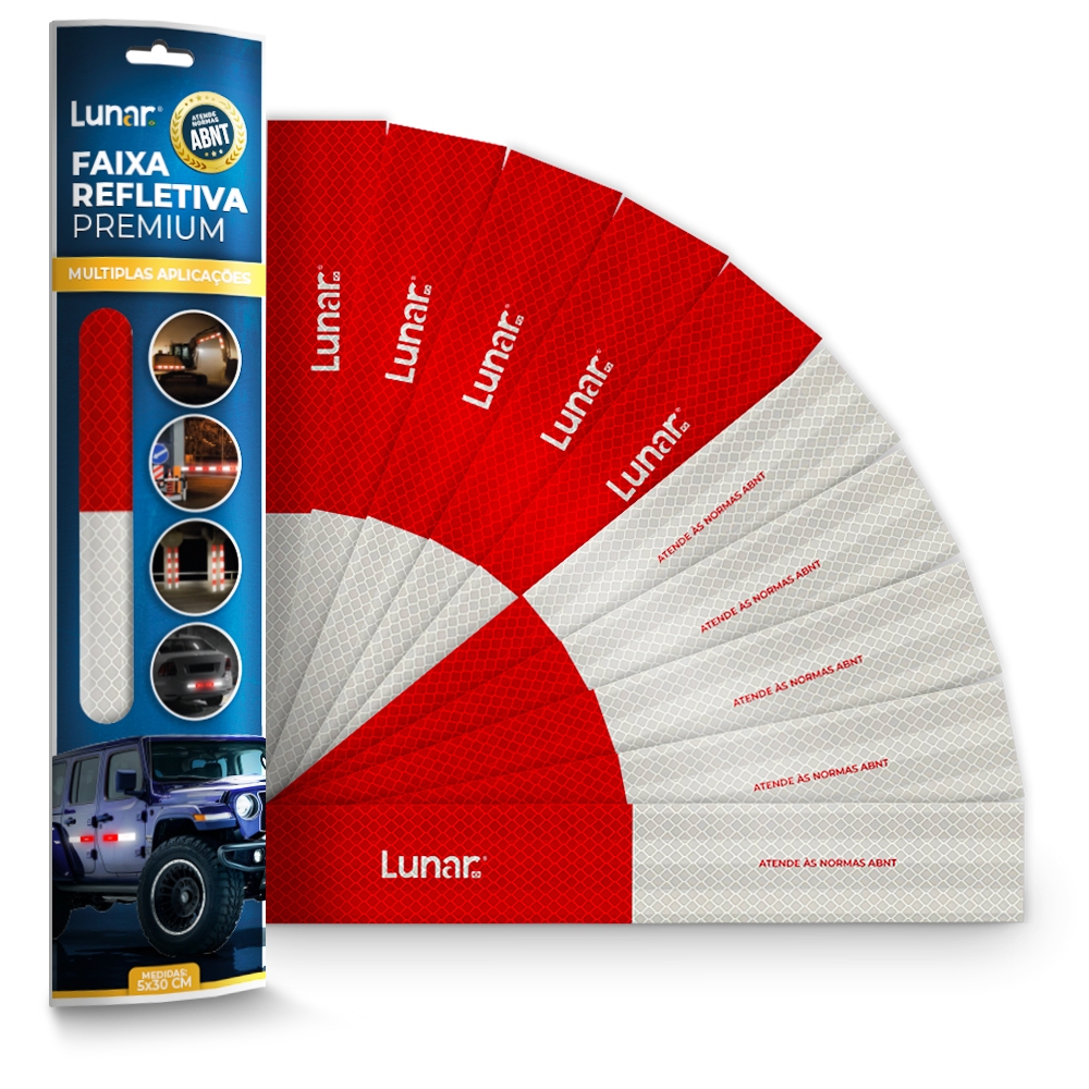 Kit 12 Faixa Refletiva 6 Direita 6 Esquerda Cor Vermelha E Prata - Lunar Brasil em Oferta na Shopee