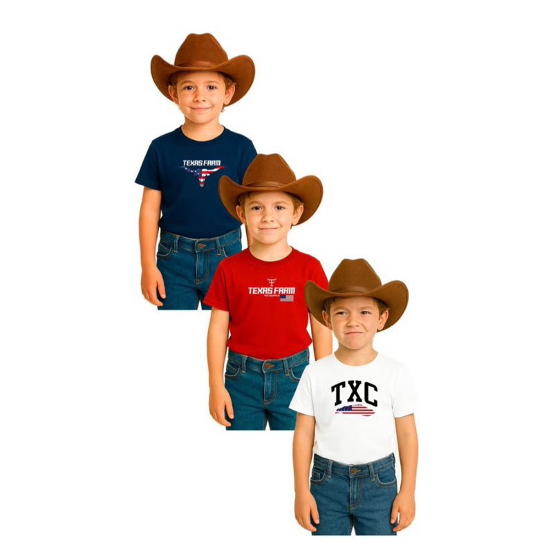 Kit 3 Camisetas Txc Infantil Masculina Country Rodeio Texas em Oferta na Shopee
