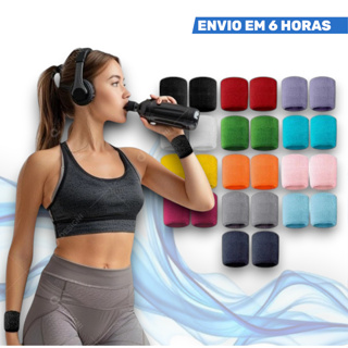 02x Munhequeiras Pulso Toalha Unissex Masculino Feminino Tênis Academia Treino Crossfit em Oferta na Shopee