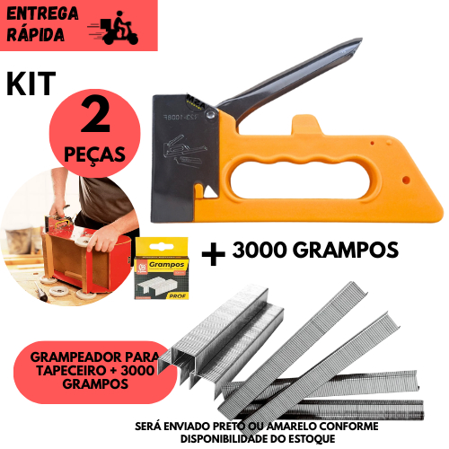 Kit Grampeador Tapeceiro Multiuso + 3.000 Grampo 8mm para Reparos e Fixação em Madeira e Tecido em Oferta na Shopee