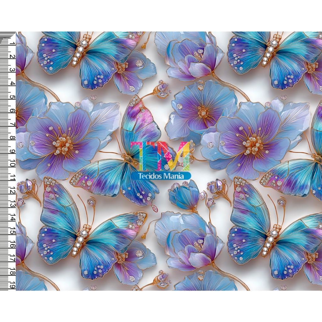 Tecido OXFORD estampado digital - Borboletas