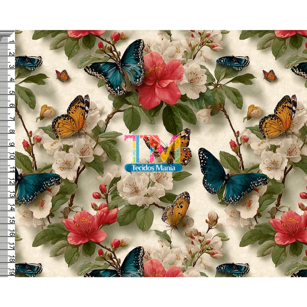 Sintético Doll Estampado - Animal - borboletas - 0,50 x 1,38 em Oferta na Shopee