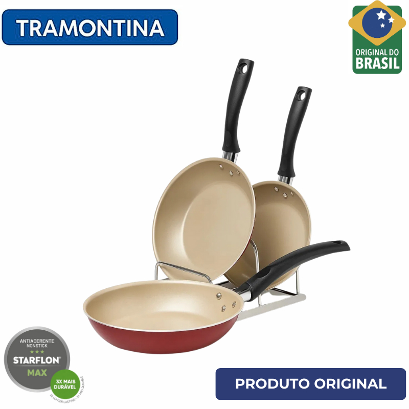 Jogo de Frigideiras Tramontina Starflon Max 3 Pçs Original
