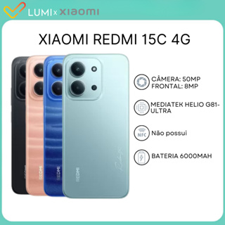 Redmi 15C 4G, Processador, Mediatek Hélio G81-Ultra, Câmera 50MP, Bateria 6000mAh, Proteção IP64, Versão Global em Oferta na Shopee