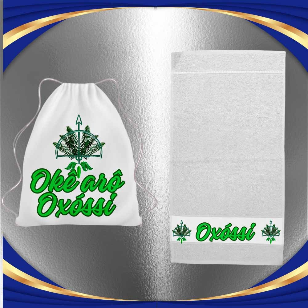 Kit Umbanda -  Porta Guia e Toalha de Rosto Orixá  Oxossí - Umbanda Candomblé