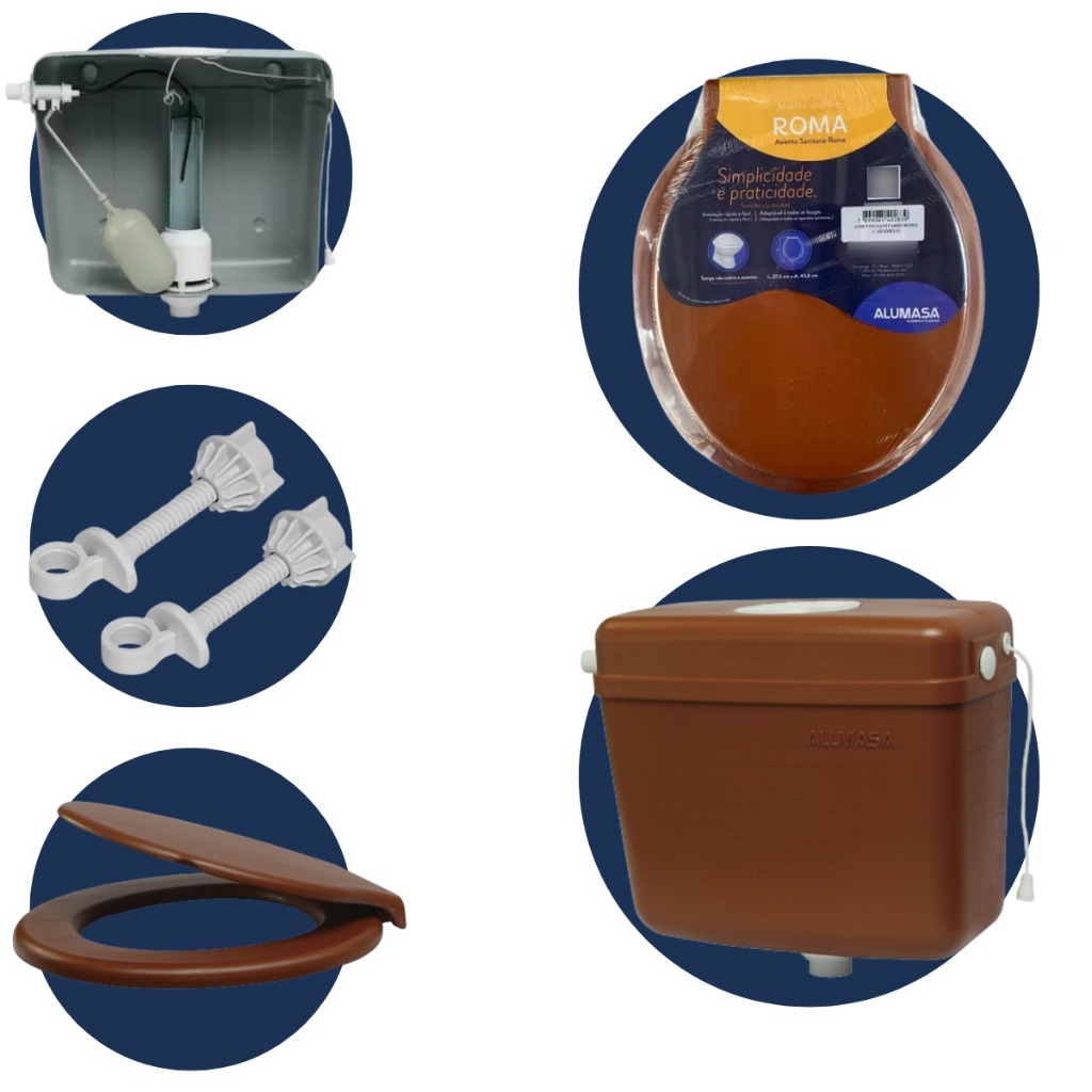Kit Caixa descarga e Assento Caramelo Alumasa