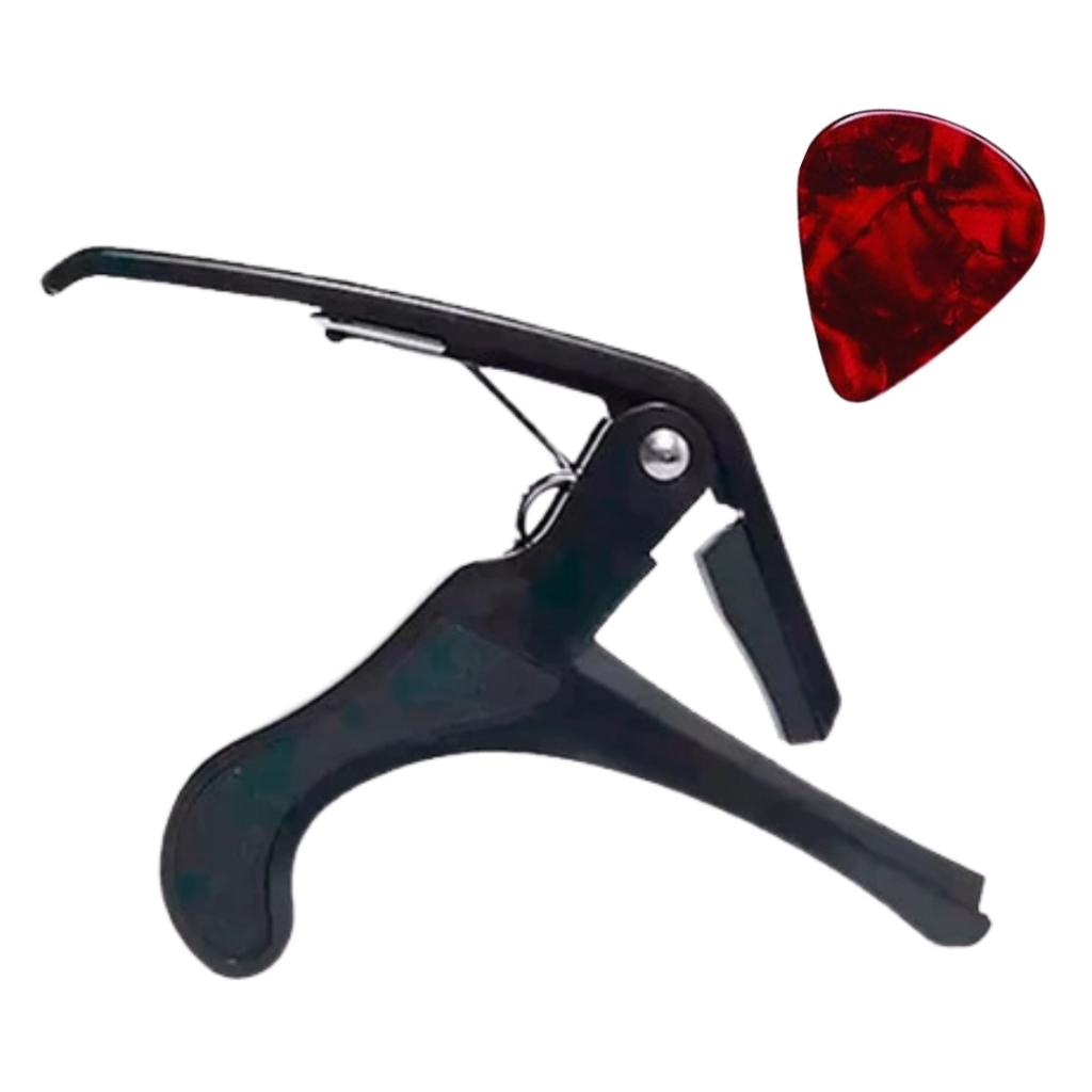 Capotraste Stage Abs Special Para Violão Viola Guitarra Preto Profissional VLBK PL + 1 Palheta