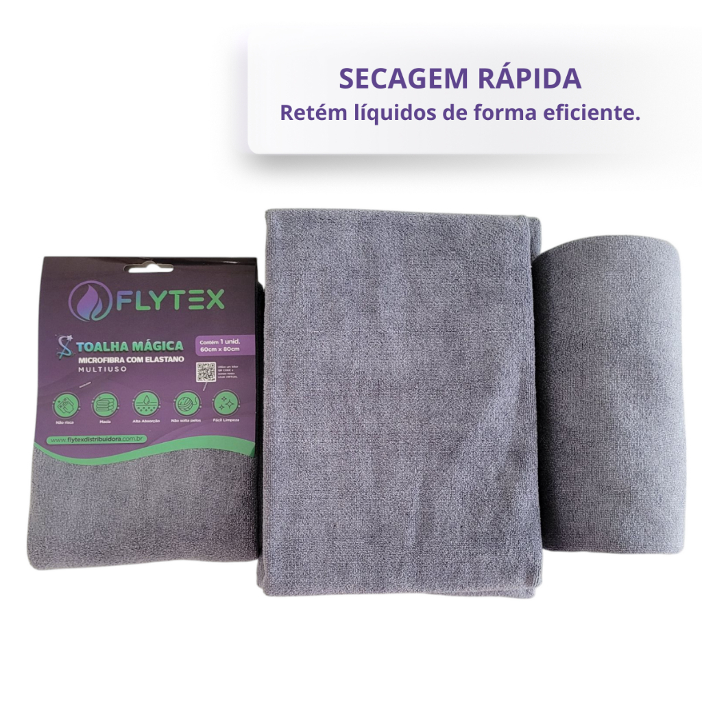 Pano de Chão Microfibra Elastano Limpa Seca Não Solta Fiapo 50X70cm Flytex