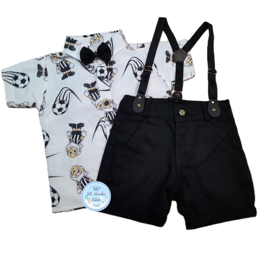 Conjunto Temático Ceará Time Camisa Short Suspensório Roupa bebe menino festa infantil Personagens