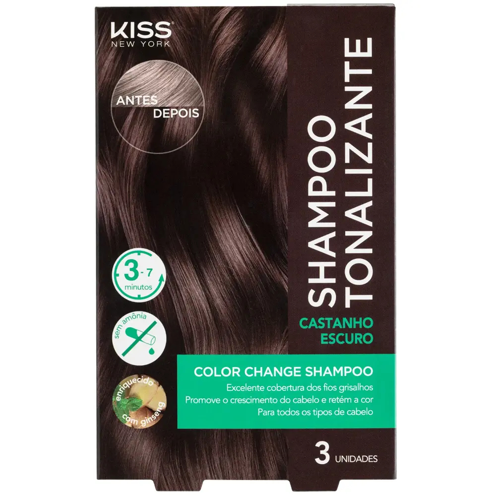 Kiss New York Color Change Shampoo Tonalizante - Castanho Escuro em Oferta na Shopee