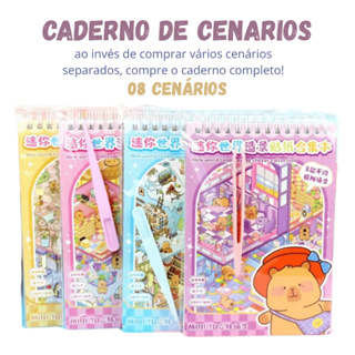 Caderno Adesivos 3d 8 Cenários para montagem + Pinça - livro interativo para Montar e Decorar em Oferta na Shopee