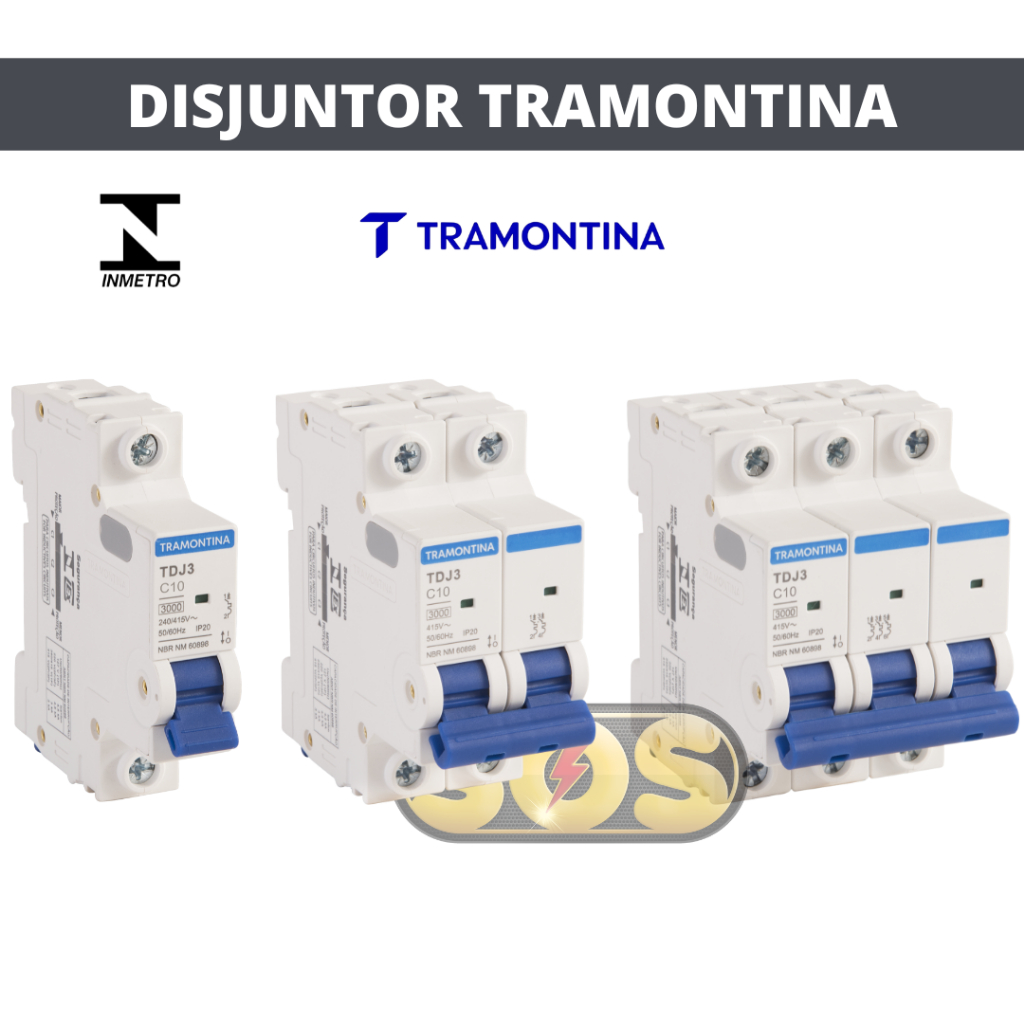 DISJUNTOR DIN 10A ,20A ,25A ,32A ,40A ,50A OU 63A UNIPOLAR, BIPOLAR OU TRIPOLAR TRAMONTINA